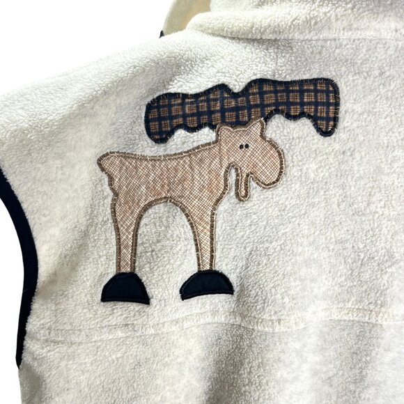 The Briar patch Country Apparel large Cream Fleece Zip Up Embroidery Moose Tree - Picture 5 of 11